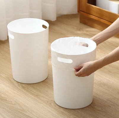 Minimalist Home White Basic Round Trash Bin