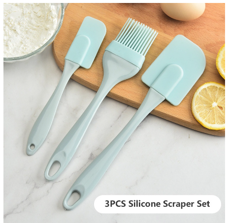 3PCS/Set Cream Silicone Scraper DIY Bread Cake Butter Spatula Mixer Oil Brush Kitchen Baking Tool