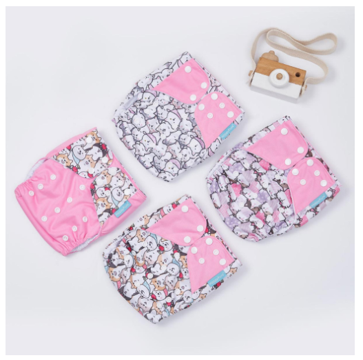 Happyflute Baby Reborn 4pcs set Washable Eco-friendly Baby Cloth Diaper Ecological Adjustable Nappy Reusable Diaper Fit 0-2year Set12