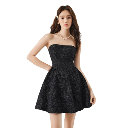 Lovito Casual Floral Flowers Sleeveless Black Y2K Dress for Women L47AD043 (Black)