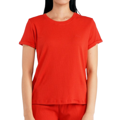 Bobson Japanese Ladies Basic Round Neck T-shirt for Women Knitted Fabric Regular Fit 104615 (Orange)
