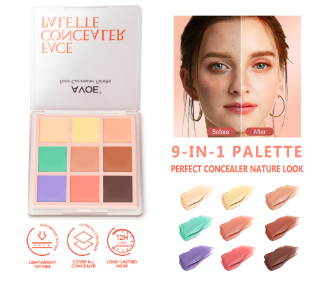 AVOE 9 Color Corrector Concealer Palette High Cover Long-Lasting Nature Green Concealer Face Makeup