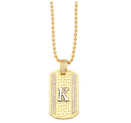Luxury 18K Gold Plated Stainless Steel Ball Bead Chain 26 Letter Necklace Capital Initial Letter Name Pendant Nameplate Necklace Women K