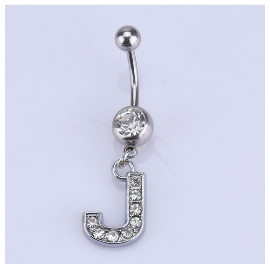 26 Letter A To Z Style Charm Stainless Steel Body Piercing JewelryCrystal Rhinestone Navel Belly Button Ring J