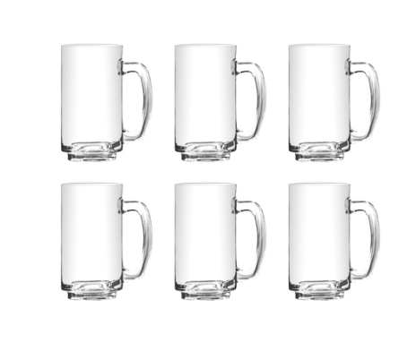 UNION GLASS Clear Glass Beer Mug Beer Lovers 380ml | 13oz [Set of 6]