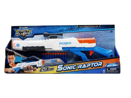Happy Line Fast Shots Sonic Raptor Foam Launcher Set 10 Foam Darts Blaster Toy