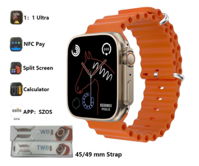 EYD TW8 Ultra Smart Watch Series 8 Calculator NFC Game Dynamic Wallpaper Split Screen Support 12 Hours