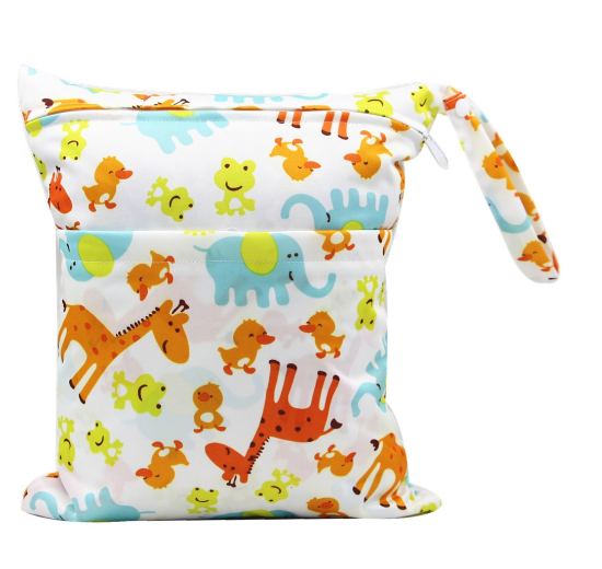 Diaper Wet Dry Bags Duble Zipper Printed Portable Waterproof Dag Storage Bag Swimwear Bag  30x36cm