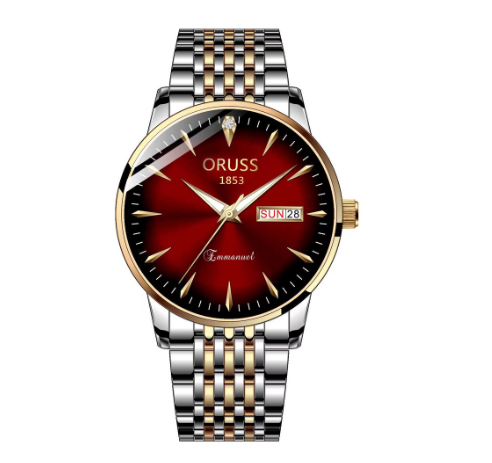 ORUSS Original Swiss Luxury Stainless Steel Waterproof Watch Men's Calendar Luminous Simple Trendy Korean Watch M8