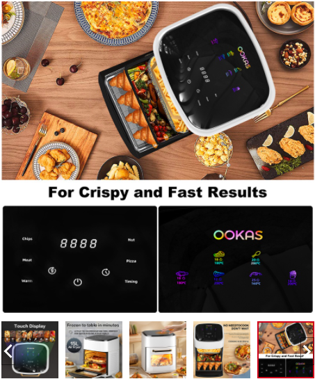 OOKAS LCD Touch Air Fryer 7L Digital Household Automatic Intelligent Electric Fryer Machine