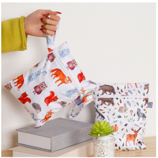 Elinfant 2 Pcs-Set Mini Eco-friendly Portable Waterproof Snack Bag Washable Reusable Baby Diaper Bag D019