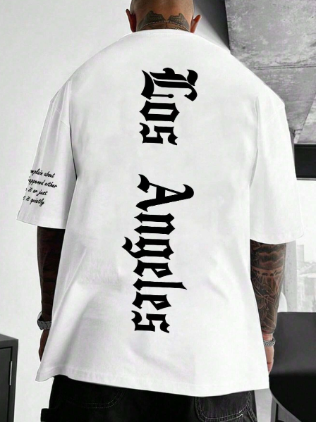 Manfinity LEGND Men's Plus Size Letter Print Round Neck T-Shirt