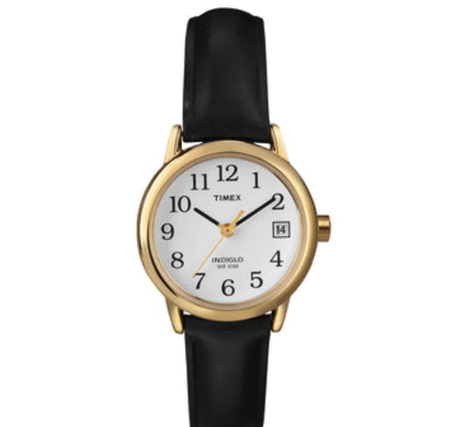 Timex Easy Reader Black Leather Analog Quartz Watch For Women T2H341 STYLE