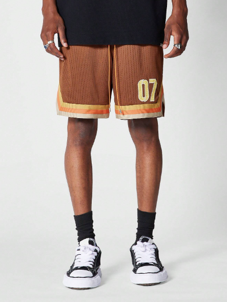 SUMWON Mesh Short With Front Number Applique