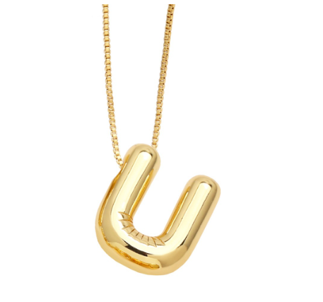 Fashion 26 Letter Pendant Gold Plated Necklace Style Versatile Collar Chain Women's Friends Commemorative Jewelry Accessories Gift U