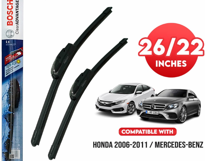 Bosch Wiper Blade Clear Advantage Wiper Blade Set Banana Type BCA26 26' ' And BCA22 22' ' Set of 2