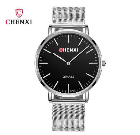 CHENXI Ultra-Slim Minimalist Design Fashion Men Business Quartz Watch Gold Silver Stainless Steel Mesh Strap M4