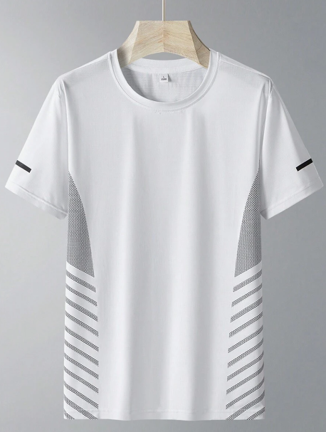 Men Quick-Dry Short Sleeve T-Shirt Breathable Running Fitness Sports Top Ice-Feel Body Soft Shirt