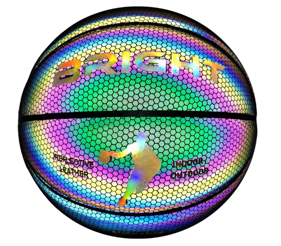 The Luminous Basketball | Reflective | Basketball | Holographic | Glow in The Dark | Children and Adults | Unisex | White/Black/Pink/Blue/Yellow | Outdoor/Indoor | Size 7