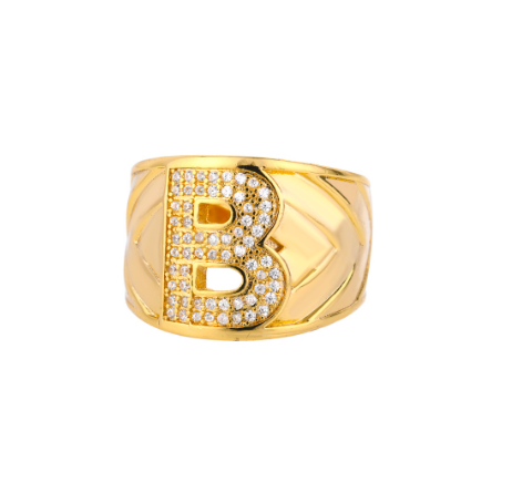 Fashion Initial Letter Rings For Women Finger Adjustable A-Z Alphabet Ring Jewelry B
