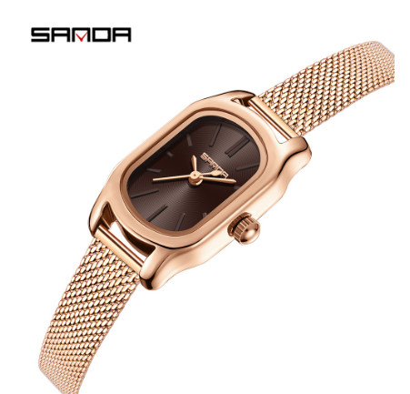 Sanda Ladies Business Temperament Watch Girl Casual Charm Watch Cool Waterproof Tall Fashion Watch Fashion Pioneer Quartz Watch MESH STRAP RED