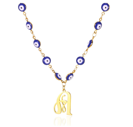 New Personalized Creativity Fashion Hip Hop Trend Plating 18k Gold Stainless Steel Devil's Eye Letter Necklace Initial Pendant