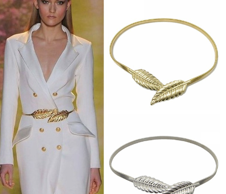 Gold And Silver Leaf Women's Elastic Simple Elastic Fine Accessories Fashion Chain Hook Belt