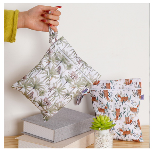 Elinfant 2 Pcs Set Mini Eco-friendly Portable Waterproof Snack Bag Washable Reusable Baby Diaper bag 18 x 25cm s5