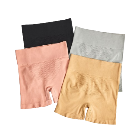 Lovito Casual Plain Wide Bend Waist Boyshorts Corsets Shapewear for Women L48L056 (Apricot/Grey/Pink/Black)