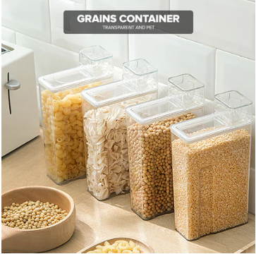 YOICE Food Airtight Jar Cereal Dry Food Beans Storage Dispenser Multipurpose Transparent Plastic Jar