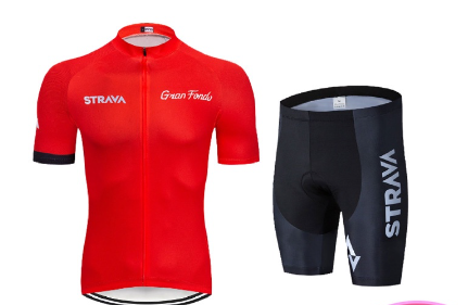 Summer Team STRAVA Summer Red Black Cycling Jersey Set Men's Bicycle Team Short Sleeve Jerseys Set
