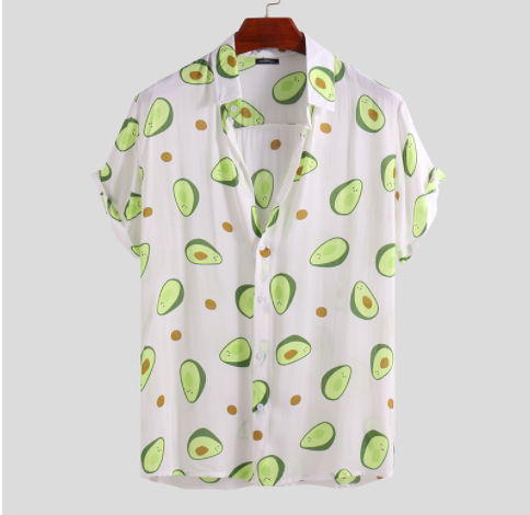 Men Avocado Print Button Front Shirt