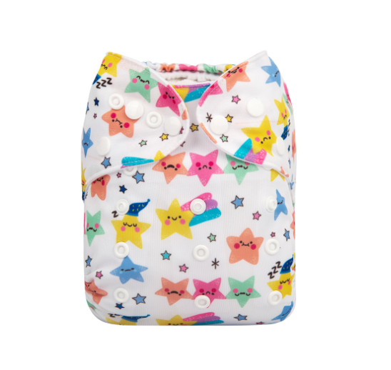 Alva Baby Cloth Diapers 1Set With Bamboo Charcoal Insert Printed Washable Diapers Cloth Diaper Pocket Nappy D38