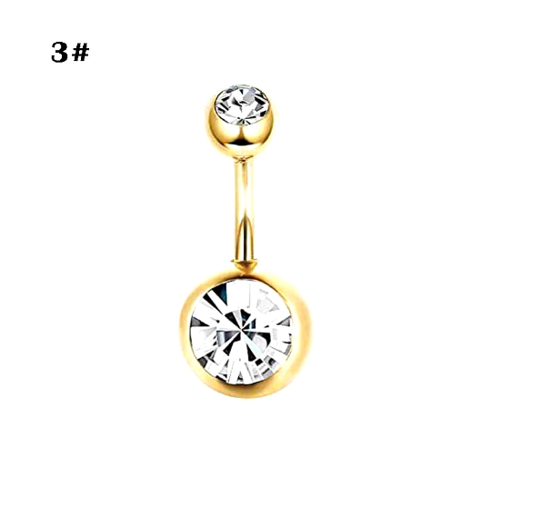 Gold Belly Button Ring with Diamonds and Zirconia Belly Button Clasp Piercing Belly Button Nail