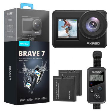AKASO Brave 7 4K30Fps 20Mp Wifi Action Camera With Touch Screen Vlog Eis 2.0 Zoom External Mic Voice Control Waterproof