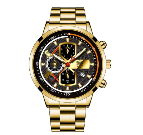 Luxury Gold Mens Quartz Business Wacthes Mens Stainless Steel Original Water Proof Analog Wristwatch Men Watch Relo Ng Kalalakihan STEEL GOLD