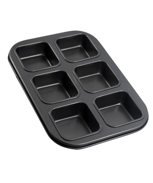 Slique Premium Non-Stick 6 Cup Square Muffin Pan Oven Safe 26.5x18.5x3cm