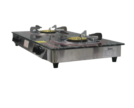 Astron GS-99 Heavy Duty Double Burner Gas Stove with Tempered Glass Top Cast Iron