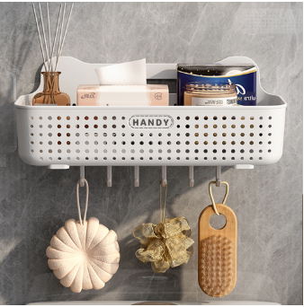 Locaupin  Multifunctional Organizer Wall Mounted Bin Breathable Basket Bath Toiletries Storage Shelf