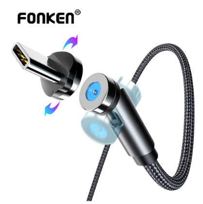 FONKEN Magnetic Cable 540 Rotate Type C Magnetic Charging Cable Micro USB Magnet Charger Cord Mobile Phone Cable For Iphone 11 8