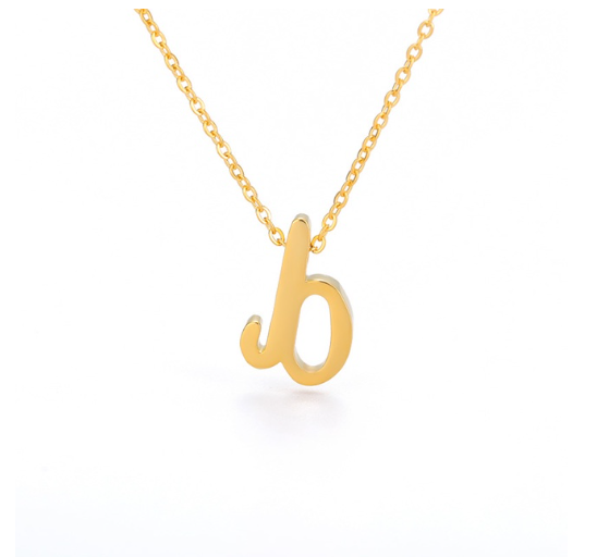 Maxzone Tiny Initial Letter Necklaces For Women Stainless Steel Old English Letter Vintage Necklace Boho Birthday Gothic Jewelry Gift B