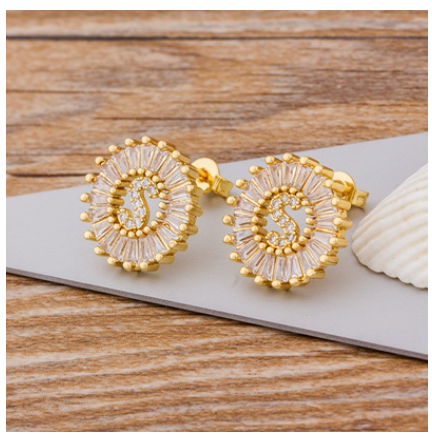 26 Initial Letter Earrings for Women Hypoallergenic Accessories Cute Alphabet AAA CZ Gold Stud Hikaw Jewelry S
