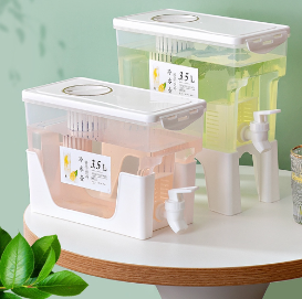 Plastic Jar Water Container Juice Drink Dispenser Jug Kettle For Ice Cold Beverage With Faucet IP