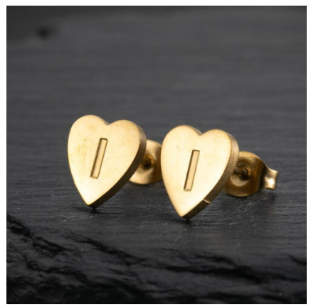 Stainless Steel Cute Small Tiny Heart Initial English Letter Stud Earrings For Women Gold Color Alphabet Jewelry Birthday Gift I
