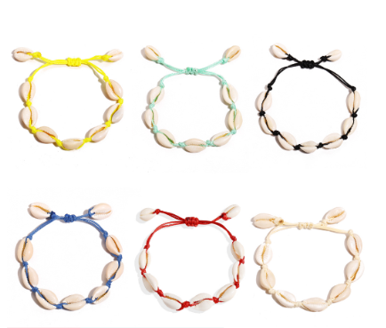 Women Shell Hand-Knitted Weave Rope Bracelet Hawaiian Style Casual Jewelry