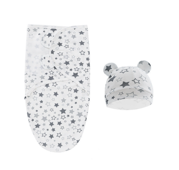 Cotton Newborn Sleeping Bag Baby Swaddle Blanket Pack Hat Adjustable Baby Set Newborn Sleeping Bag Plain Blanket D15