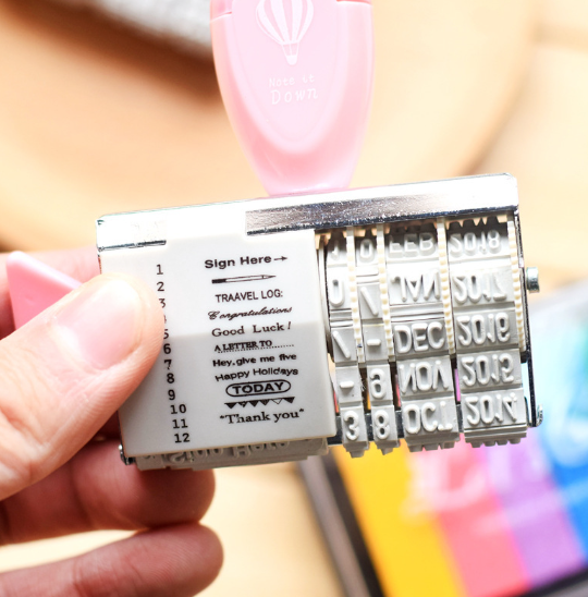 Vintage Text Date Stamp DIY Bullet Journal Scrapbooking Roller Knob Stamp 2 Styles