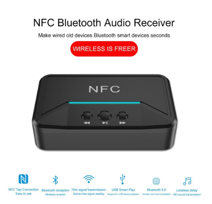 NFC 5.0 Bluetooth Receiver A2DP AUX 3.5mm RCA Jack USB Smart Playback Stereo Audio Wireless Adapter For Car Kit Speaker
