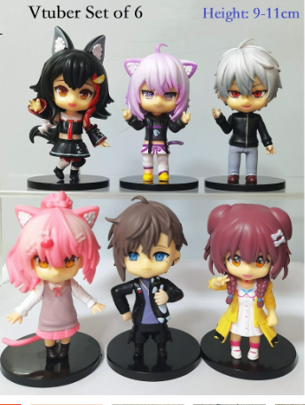 6pcs Hololive VTuber Action Figure Hiiro Korone Okayu Mio Vtubers Model Dolls Toys For Home Decor
