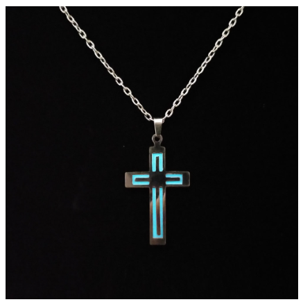 Cross Luminous Necklace Men and Women Fashion Rotating Windmill Flowers Love Geometric Luminous Pendant Stainless Steel N7